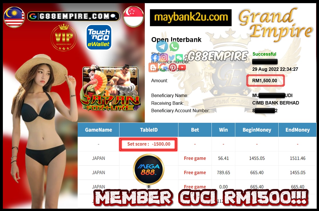 MEGA888 JAPAN CUCI RM1500