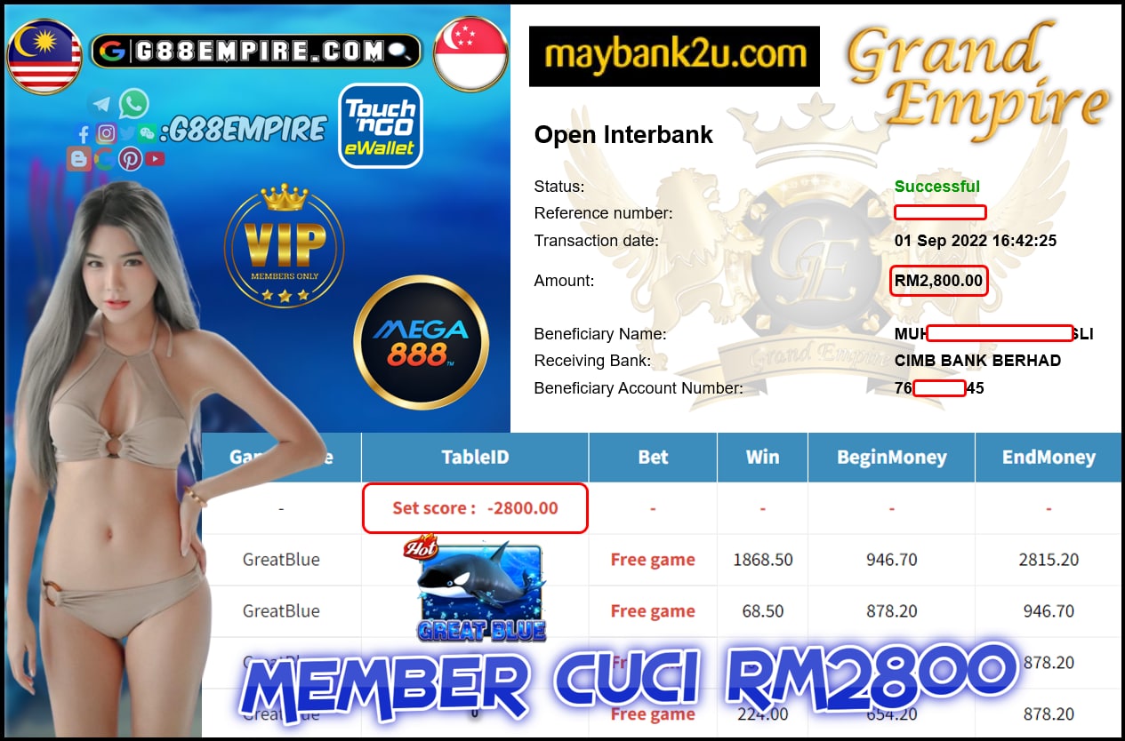 MEGA888 - GREATBLUE CUCI RM2800