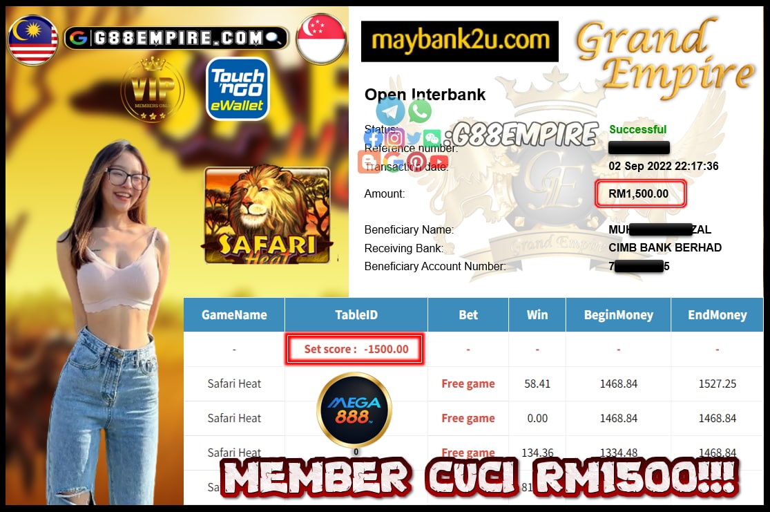 MEGA888 SAFARI HEAT CUCI RM1500