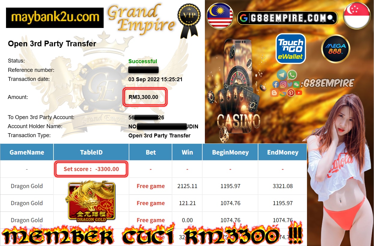 MEGA888 - DRAGON GOLD CUCI RM3300 !!!