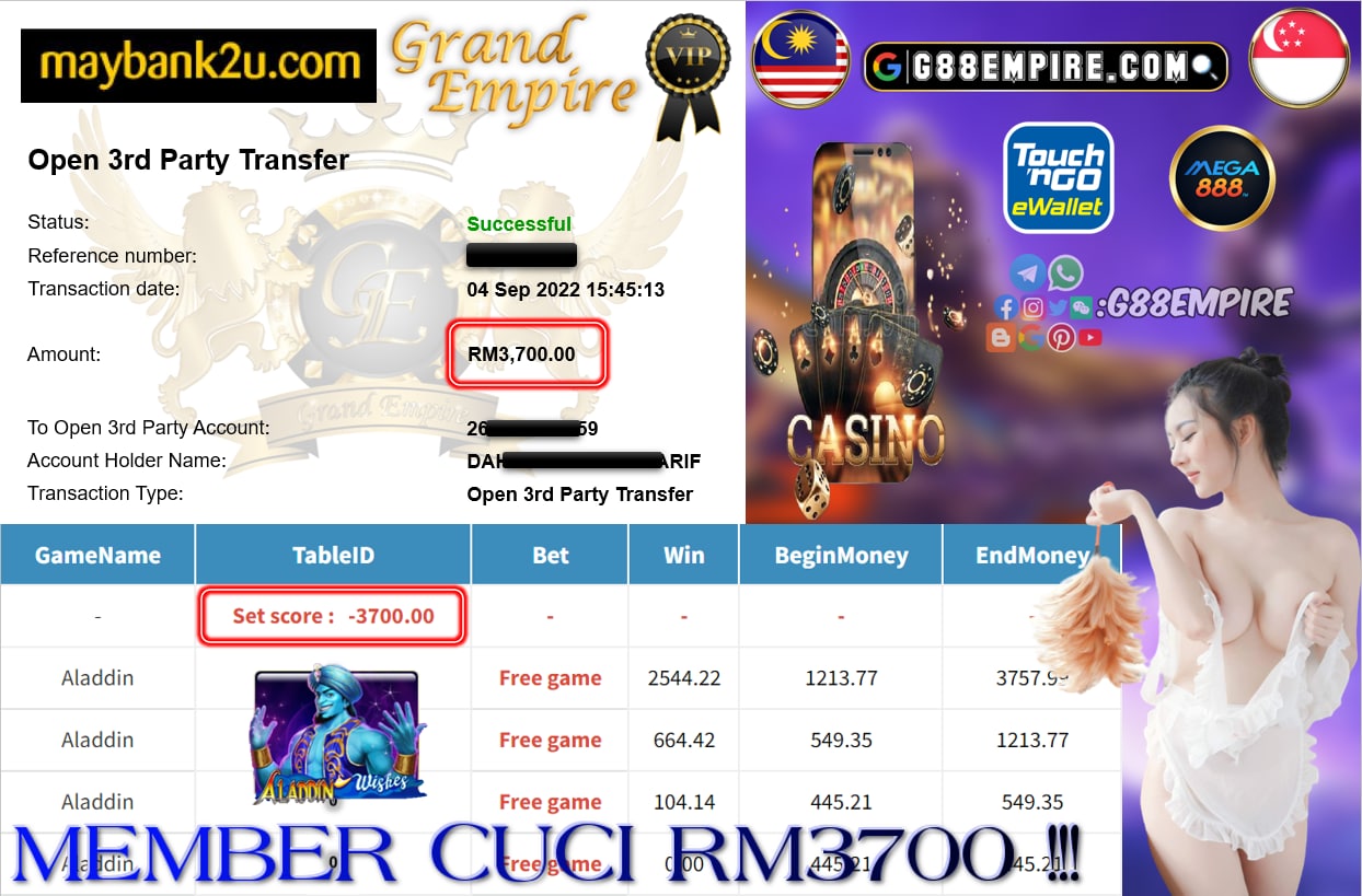 MEGA888 - ALADDIN CUCI RM3700 !!!