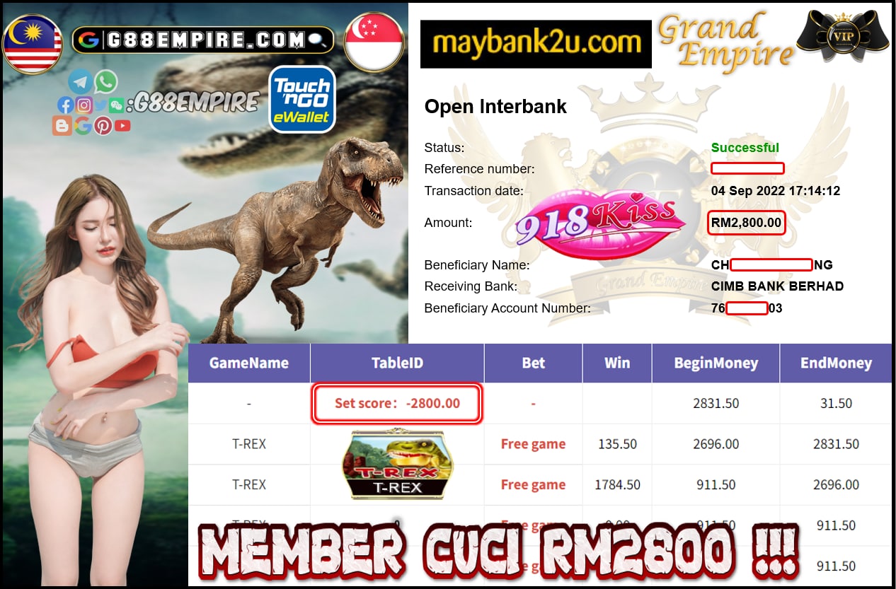 918KISS - T-REX MEMBER CUCI RM2800