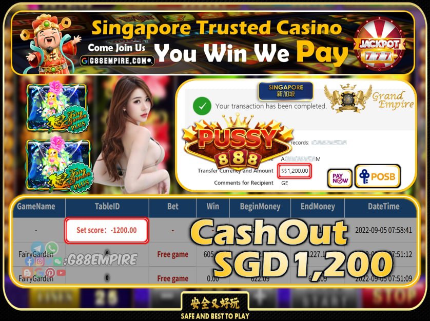 PUSSY888 ~ FAIRYGARDEN CASHOUT SGD1200 !!!