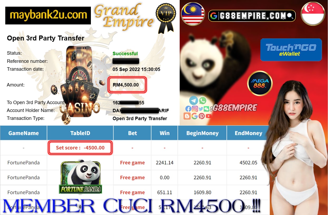 MEGA888 - FORTUNEPANDA CUCI RM4500 !!!