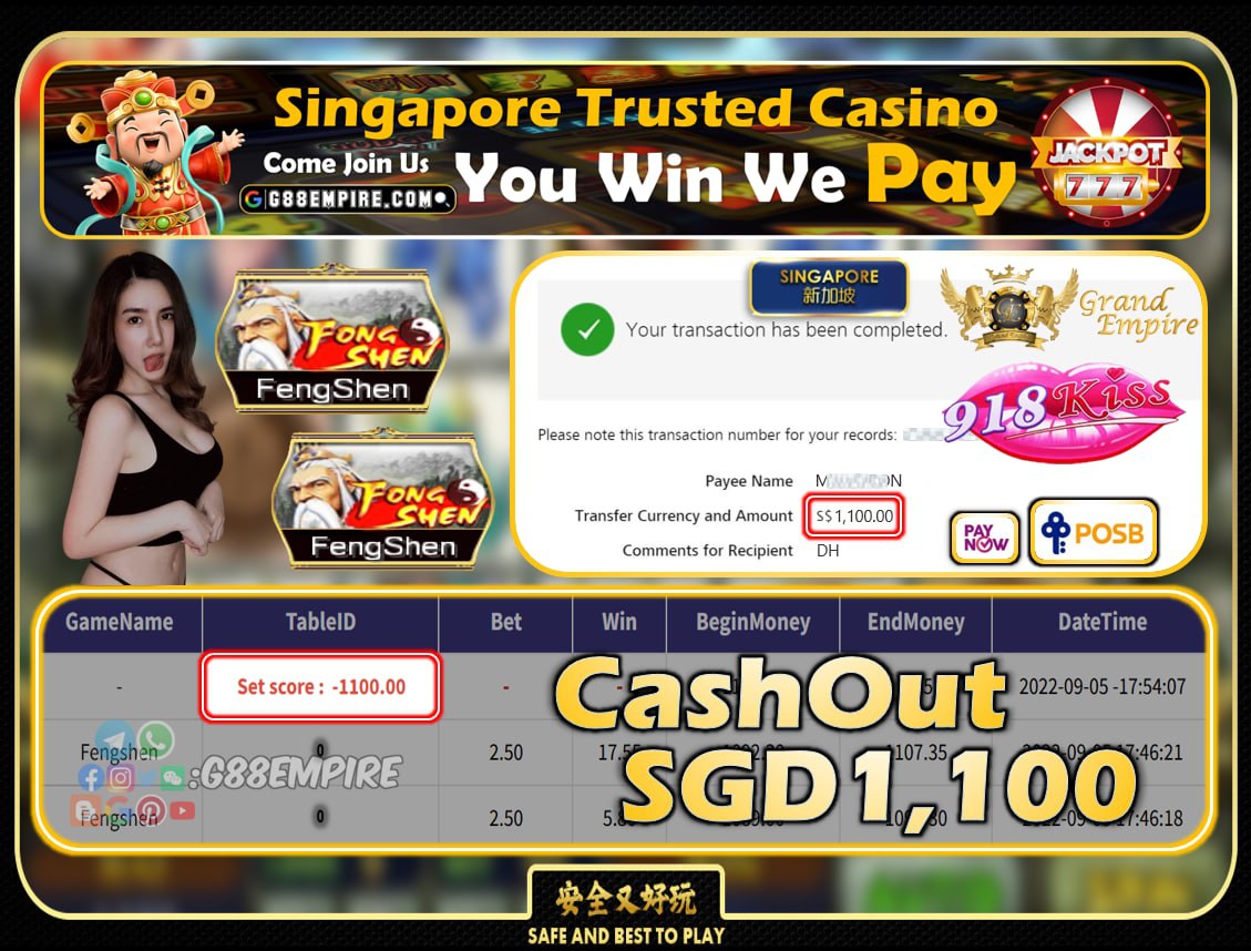 918KISS ~ FENGSHEN CASHOUT SGD1100!!!