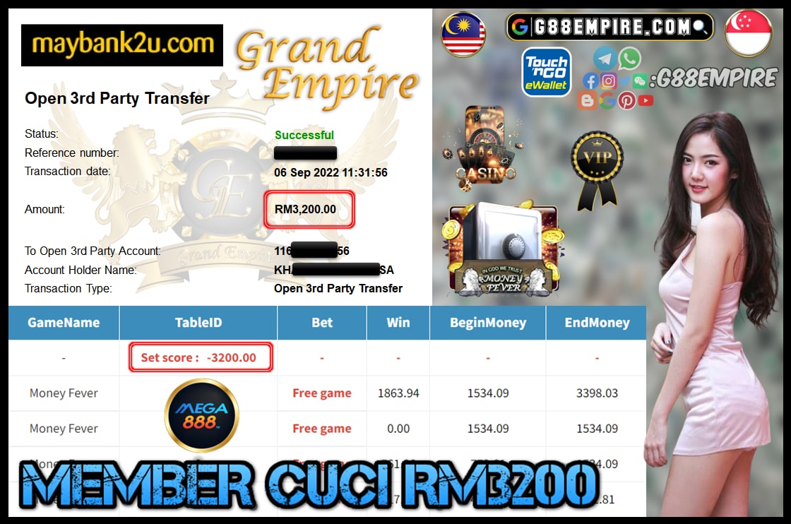 MEGA888 MONEY FEVER CUCI 3,200