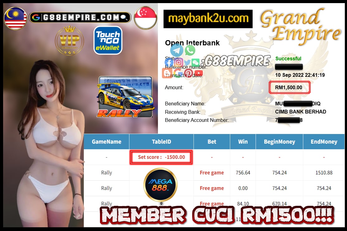 MEGA888 RALLY CUCI RM1500