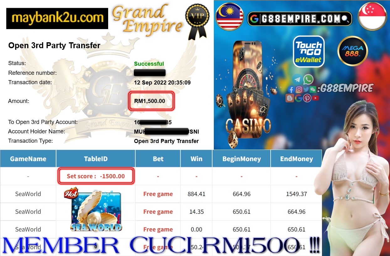 MEGA888 - SEAWORLD CUCI RM1500 !!!