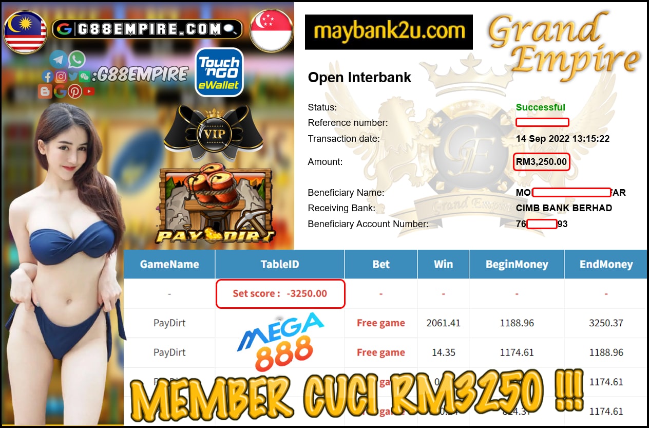 MEGA888 - PAYDIRT CUCI RM3250