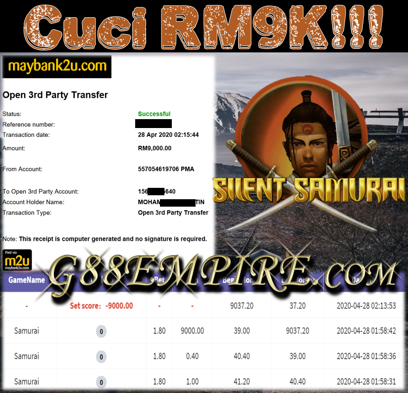 MEMBER MAIN SAMURAI CUCI RM9,000!!!