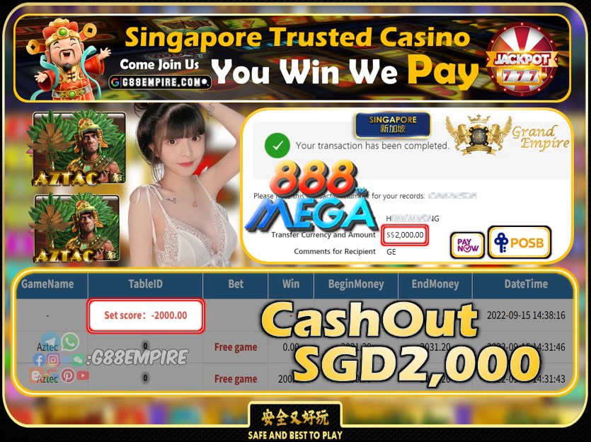 MEGA888 ~ AZTEC CASHOUT SGD2000 !!!