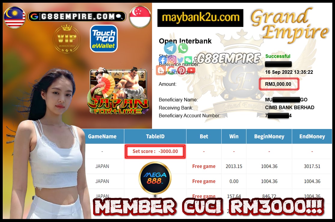 MEGA888 JAPAN CUCI RM3000!