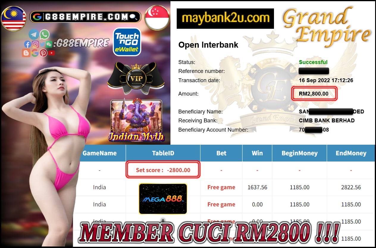 MEGA888 - INDIA MYTH CUCI RM2800