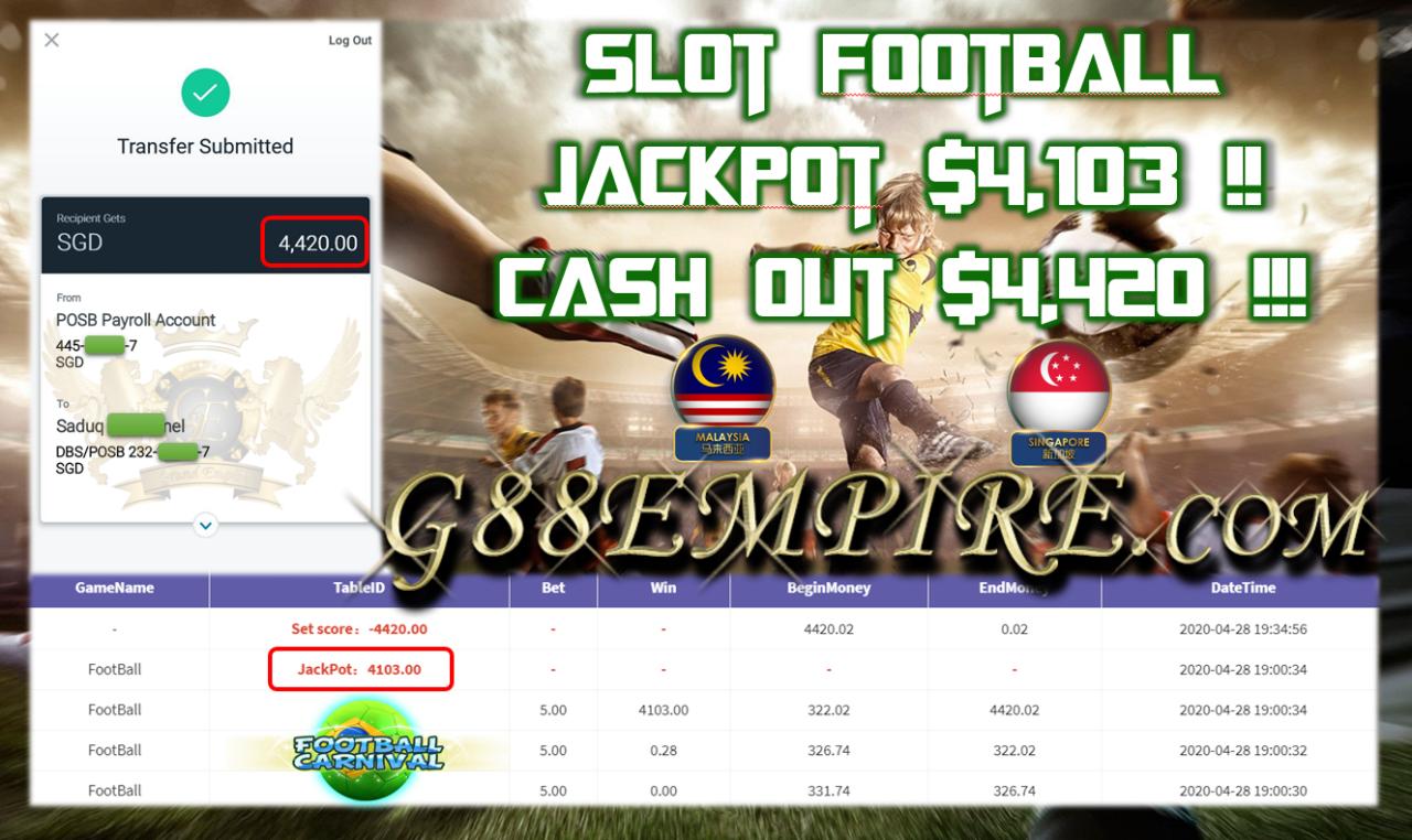 SLOT FOOTBALL JACKPOT $4,103 !!