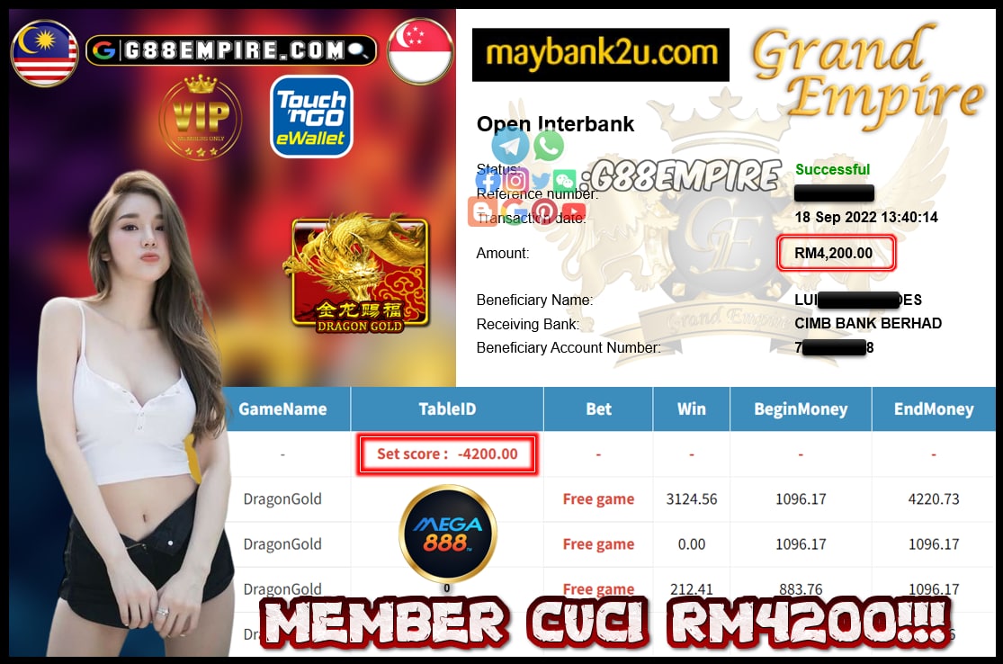 MEGA888 DRAGONGOLD CUCI RM4200!