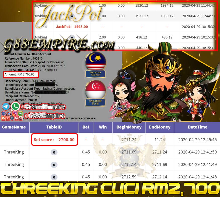 MEMBER MAIN THREEKING CUCI RM2,700!!!