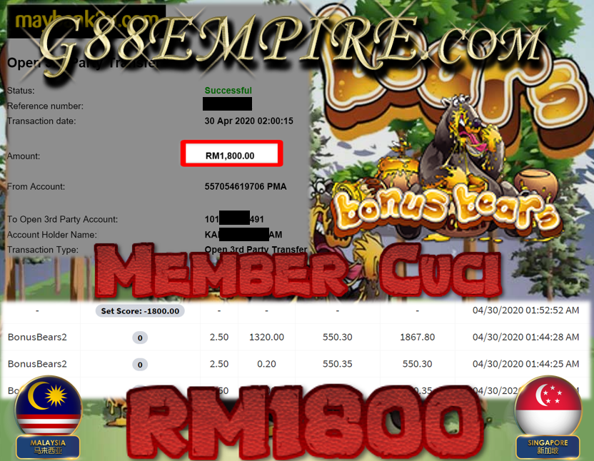 MEMBER MAIN XE-88 BONUSBEARS2 DPT CUCI RM1800!!!!!