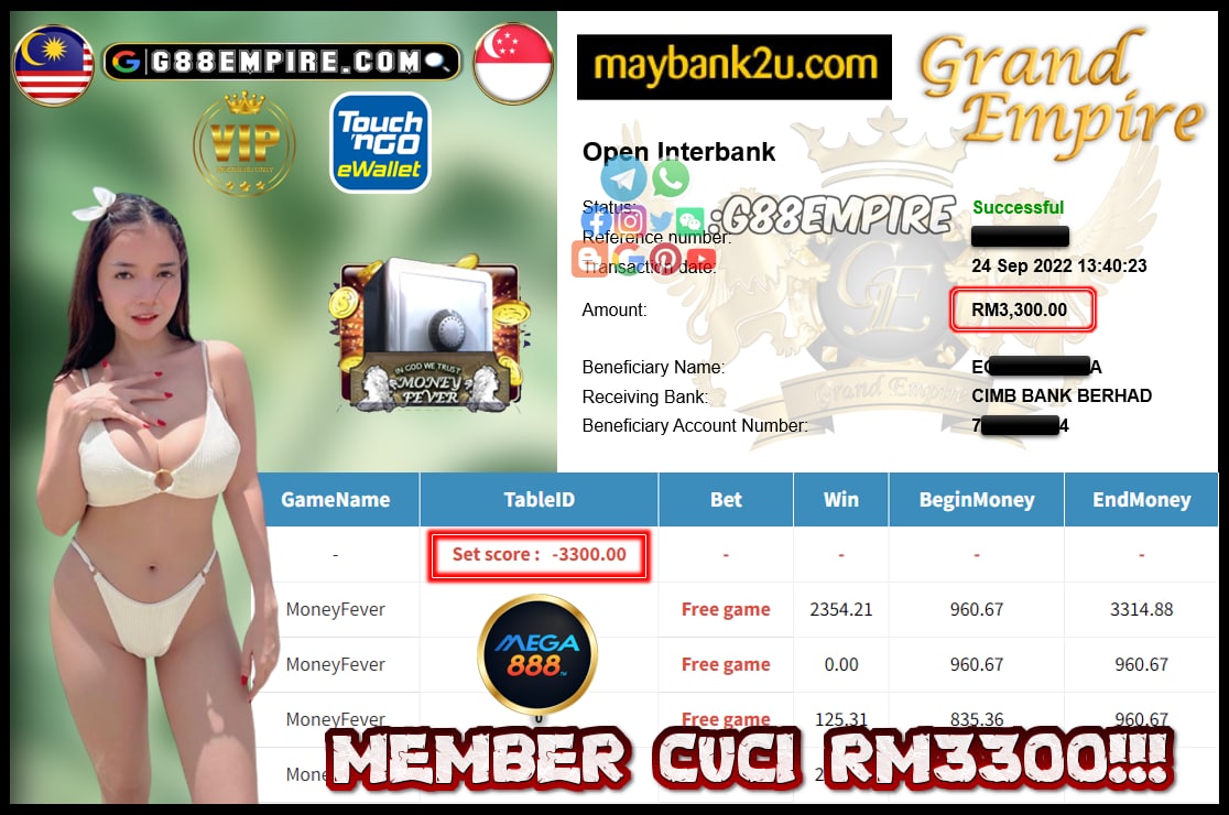 MEGA888 MONEYFEVER CUCI RM3300!