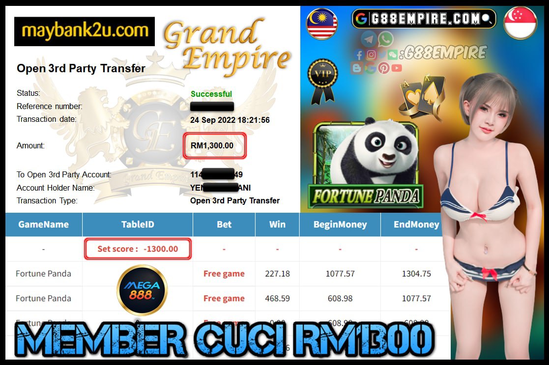 MEGA888 FORTUNE PANDA CUCI 1,300