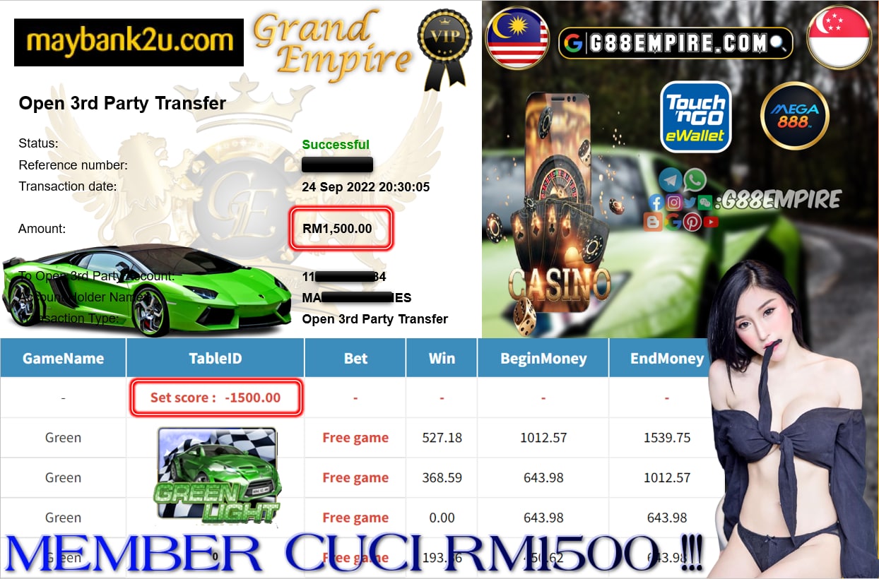 MEGA888 - GREEN CUCI RM1500 !!!