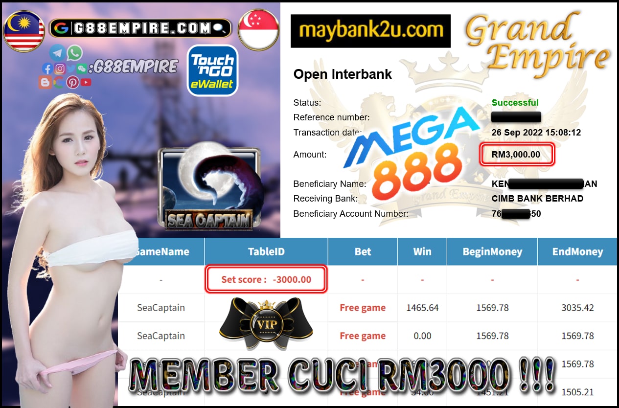 MEGA888 - SEACAPTAIN CUCI RM3000