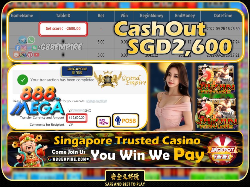 MEGA888 ~ JAPAN CASHOUT SGD2600 !!!MEGA888 ~ JAPAN CASHOUT SGD2600 !!!