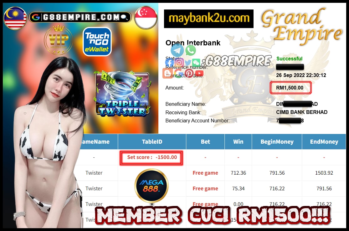 MEGA888 TWIISTER CUCI RM1500!