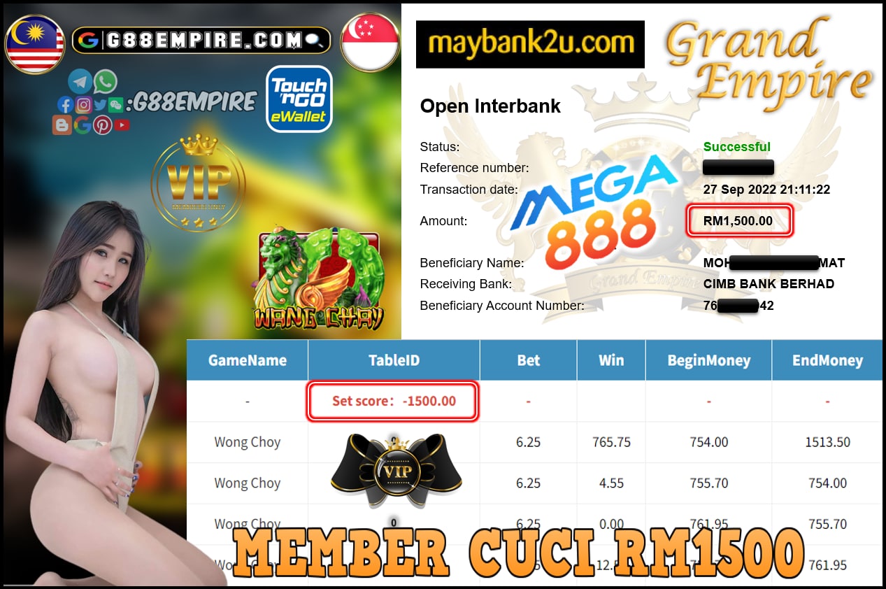 MEGA888 - WONGCHOY CUCI RM1500