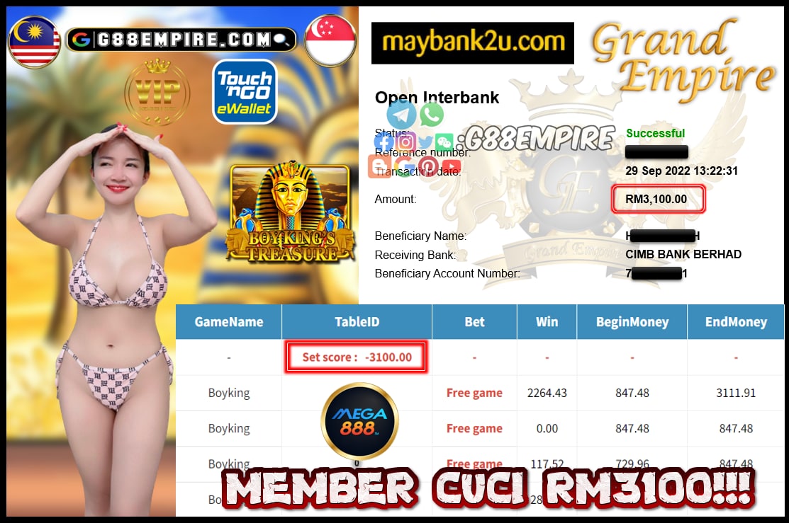 MEGA888 BOYKING CUCI RM3100!