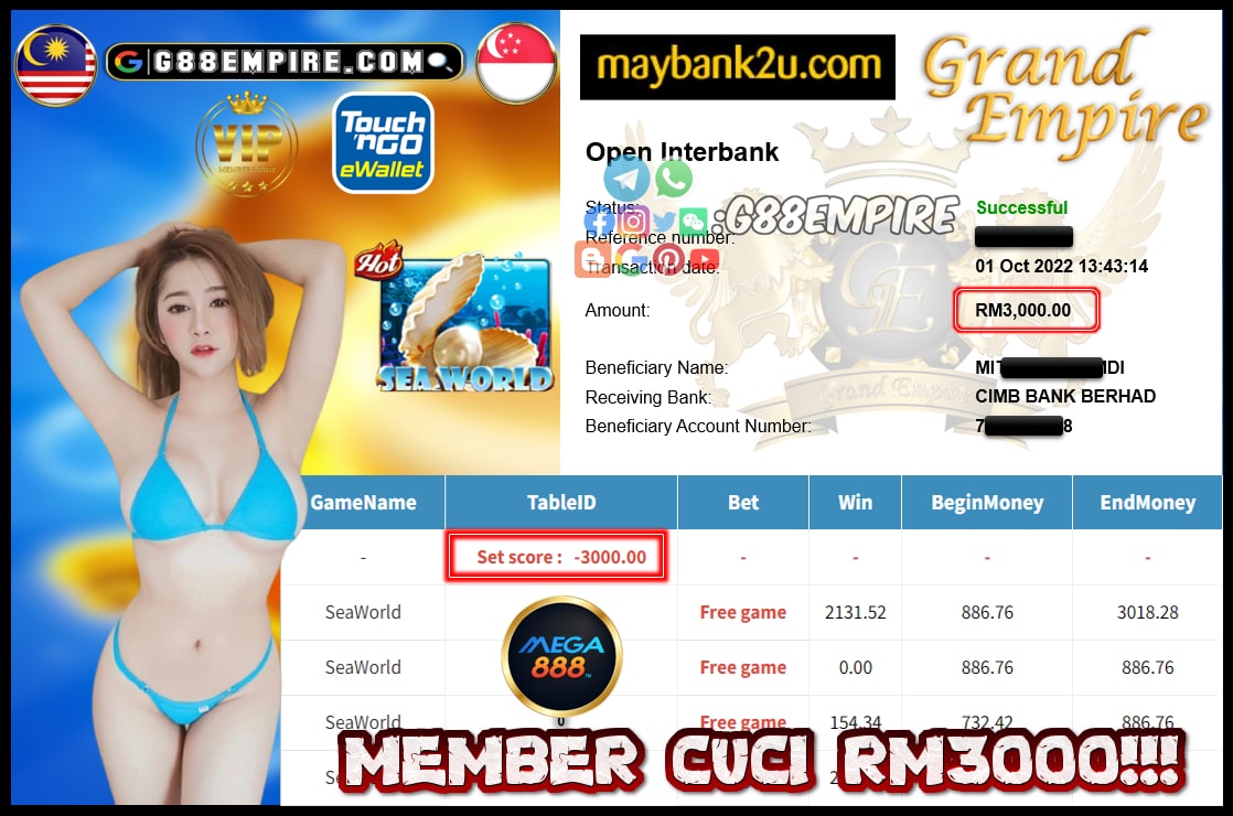 MEGA888 SEAWORLD CUCI RM3000!