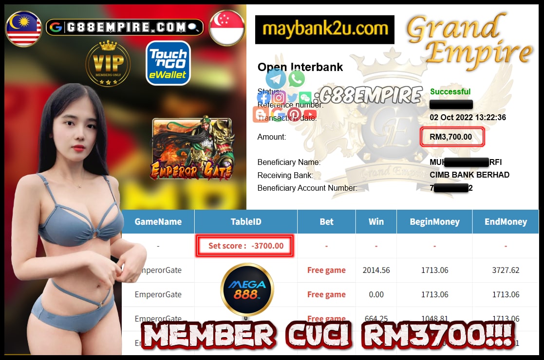 MEGA888 EMPERORGATE CUCI RM3700!!!