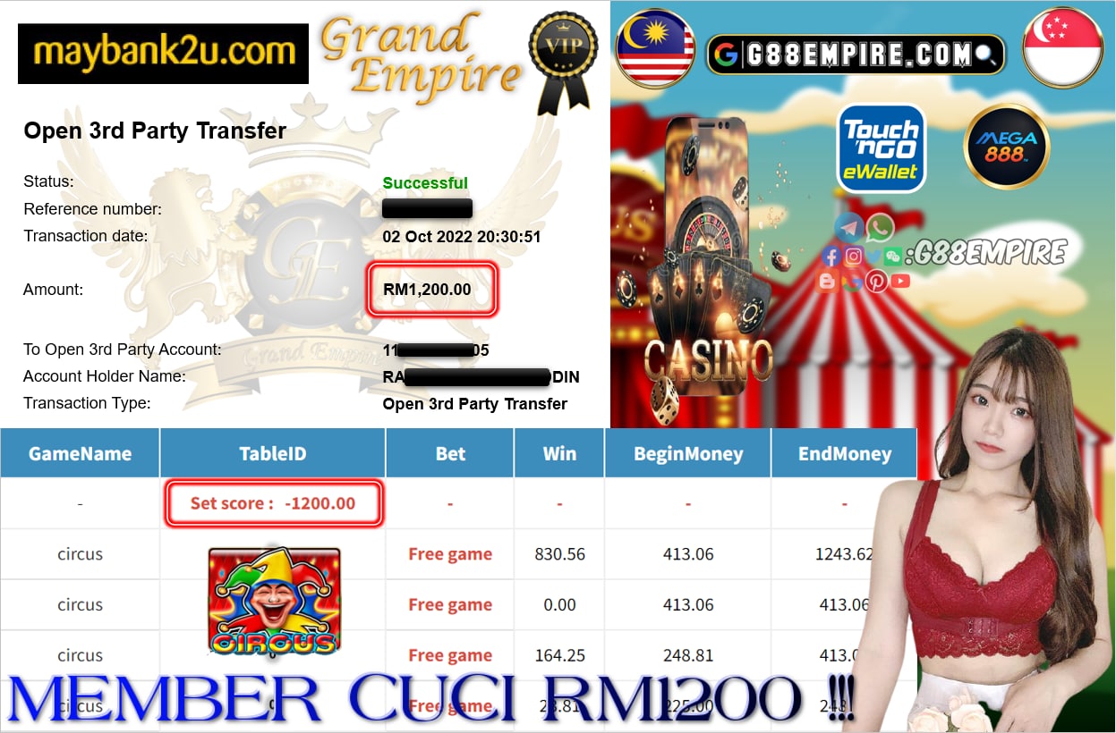 MEGA888 - CIRCUS CUCI RM1200 !!!