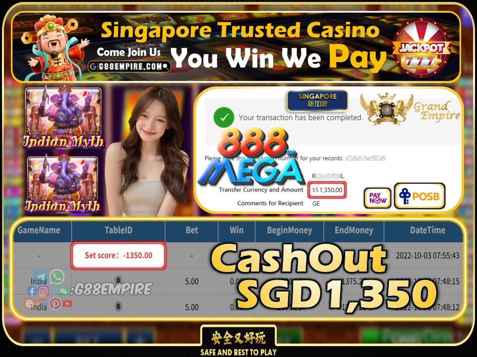 MEGA888 ~ INDIA CASHOUT SGD1350 !!!