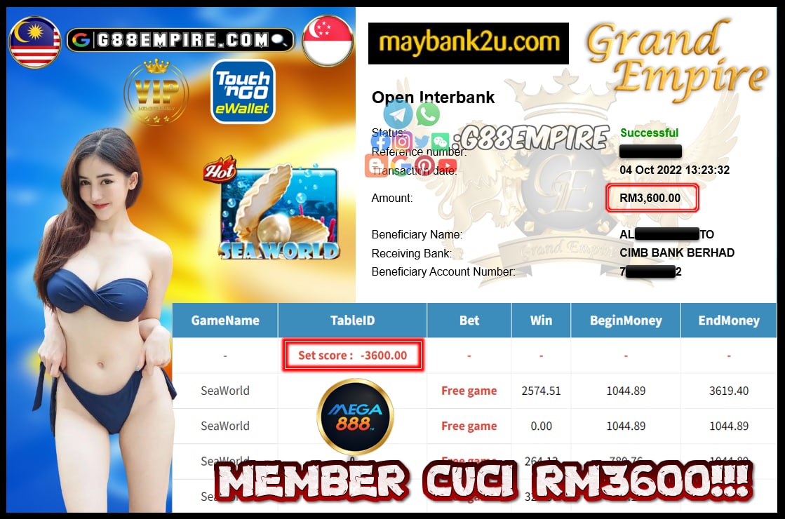 MEGA888 SEAWORLD CUCI RM3600!