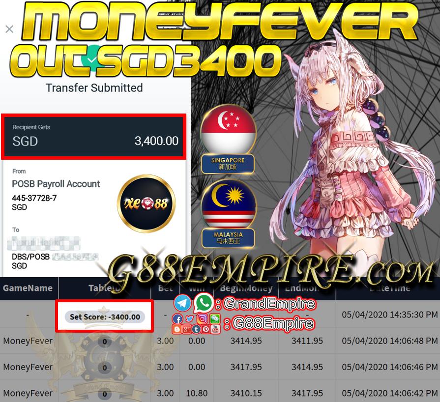 MEMBER MAIN MONEYFEVER OUT SGD3400!!!