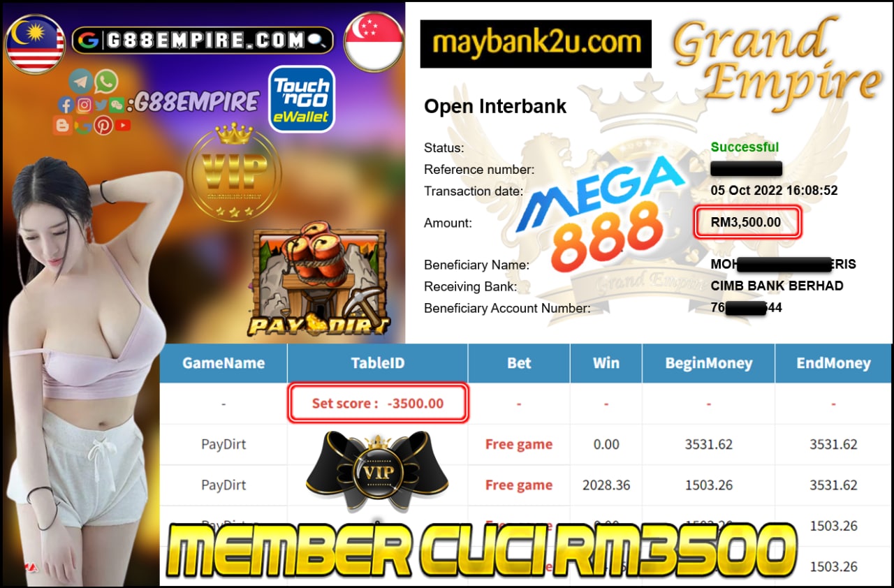 MEGA888 - PAYDIRT CUCI RM3500