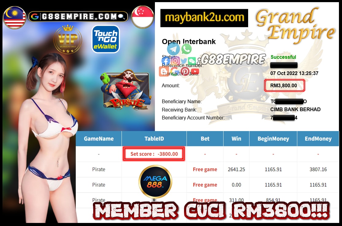 MEGA888 PIRATE CUCI RM3800!