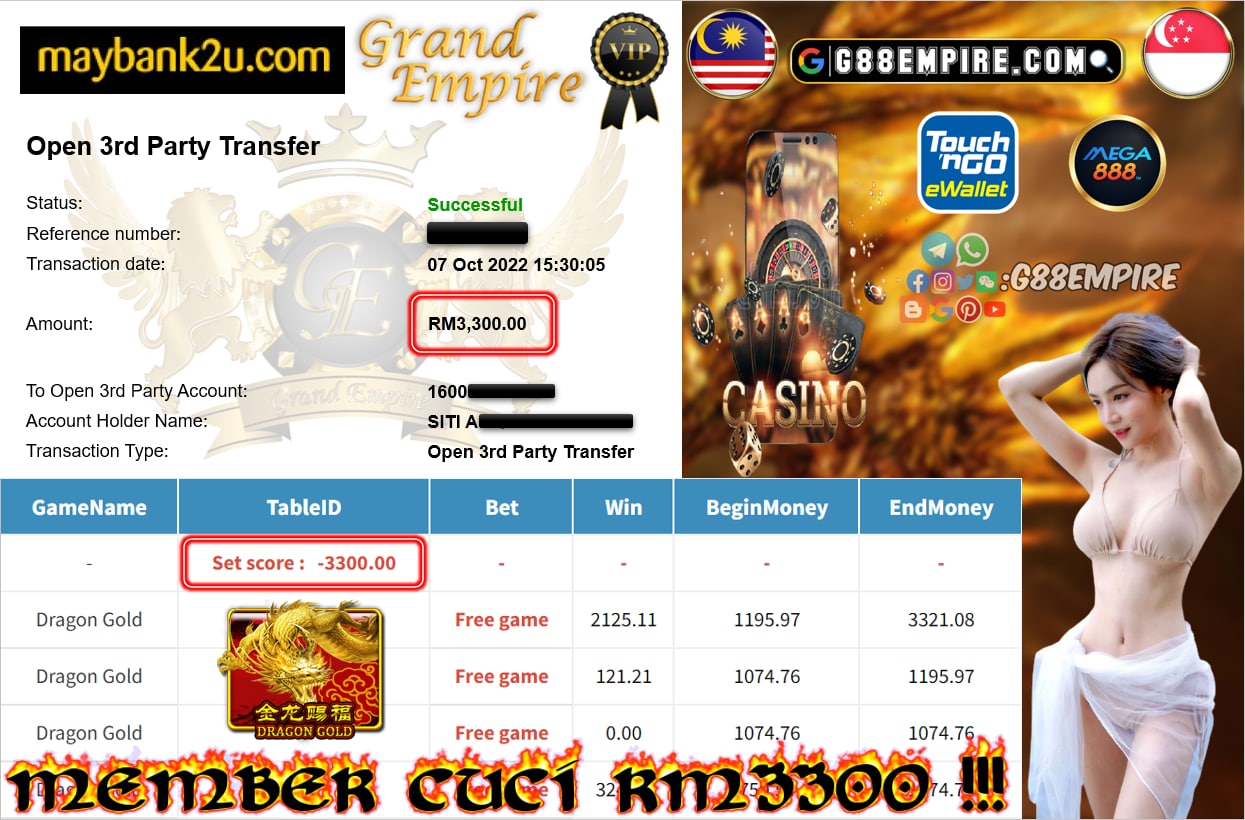 MEGA888 - DRAGON GOLD CUCI RM3300 !!!