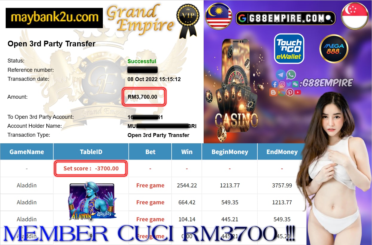 MEGA888 - ALADDIN CUCI RM3700 !!!