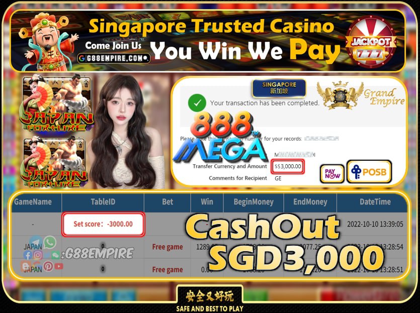 MEGA888 ~ JAPAN CASHOUT SGD3000 !!!