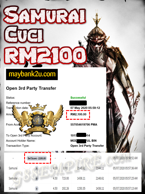 MEMBER MAIN SAMURAI  CUCI RM2,100!!!