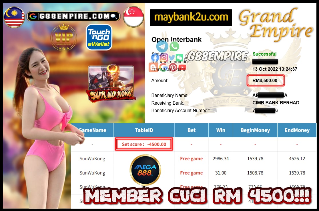 MEGA888 SUNWUKONG CUCI RM4500!