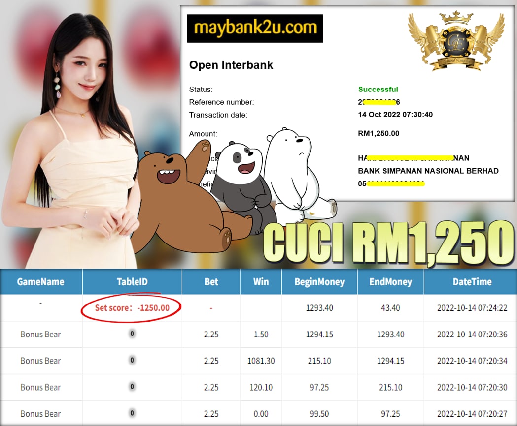 PUSSY888 BONUSBEARS CUCI RM1,250 !!!