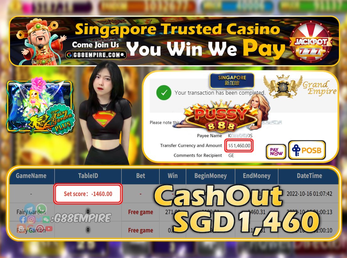 PUSSY888 ~ FAIRYGARDEN CASHOUT SGD1460!!!