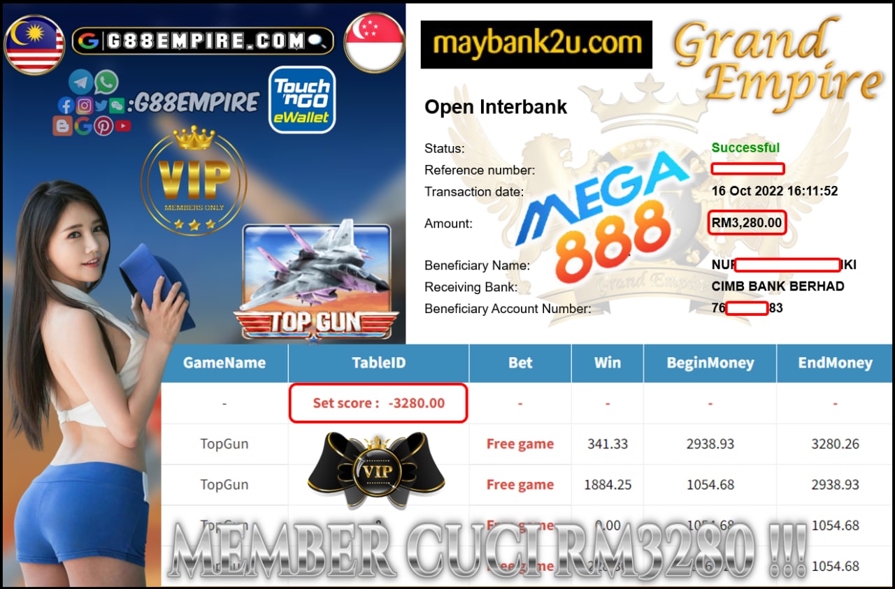 MEGA888 - TOPGUN CUCI RM3280