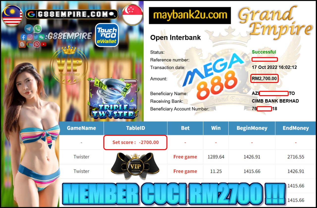 MEGA888 - TWISTER CUCI RM2700