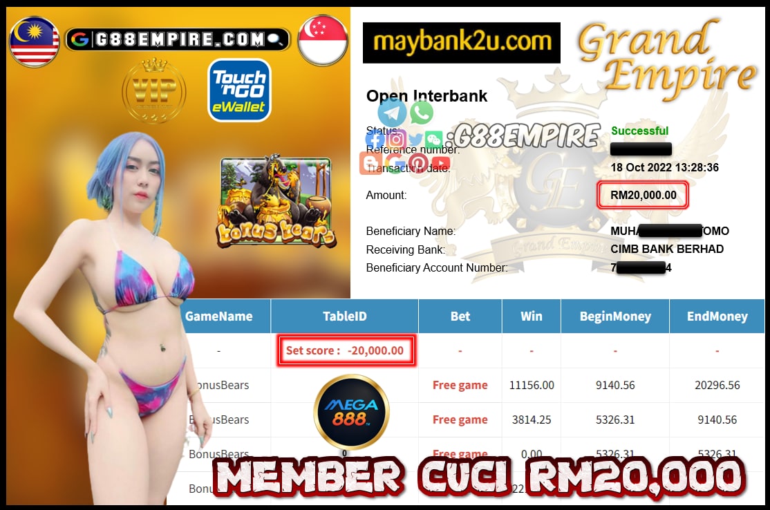 MEGA888 BONUSBEARS CUCI RM20,000!