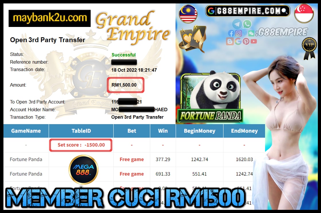 MEGA888 FORTUNE PANDA CUCI 1,500