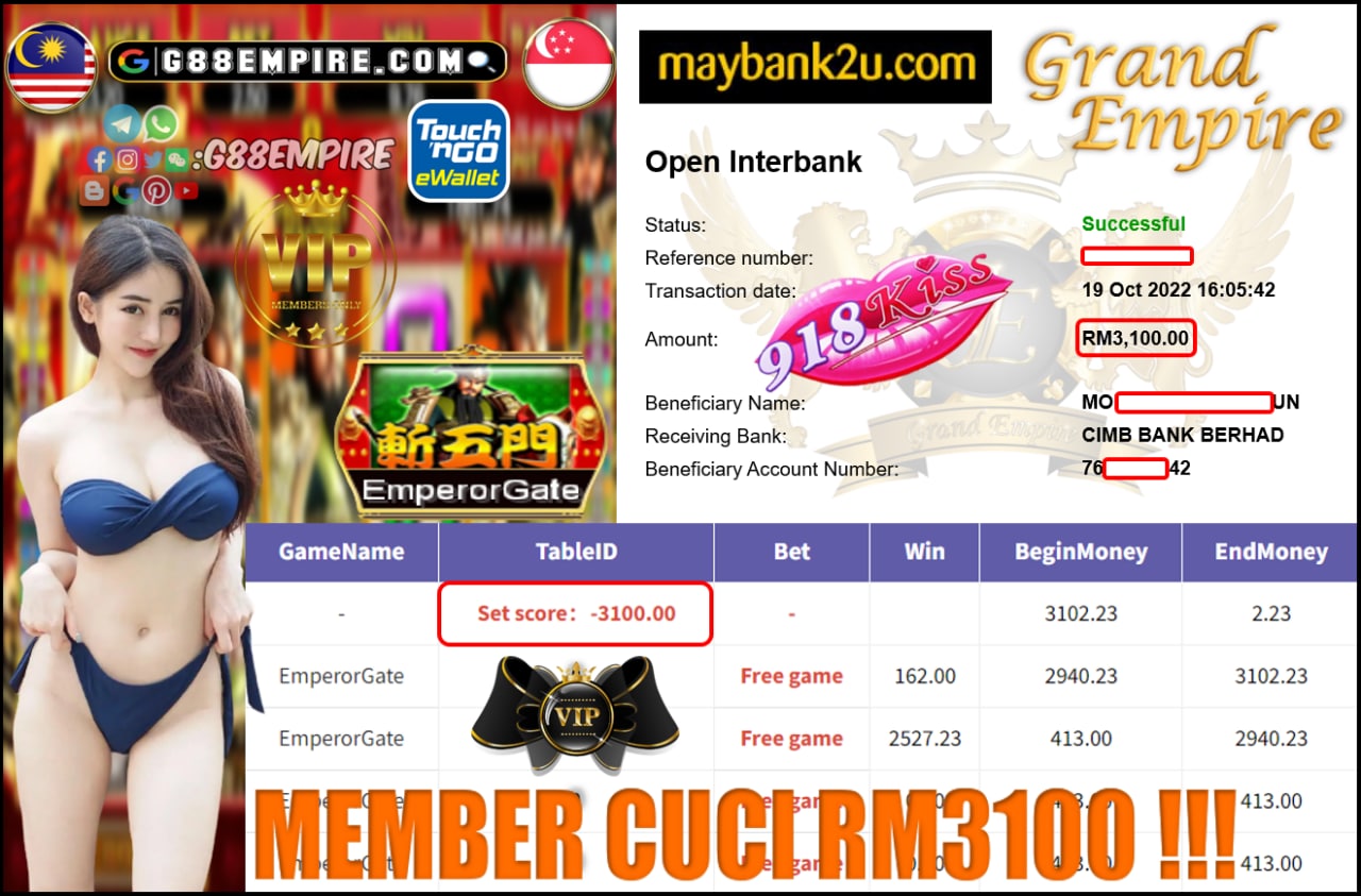 918KISS - EMPERORGATE CUCI RM3100