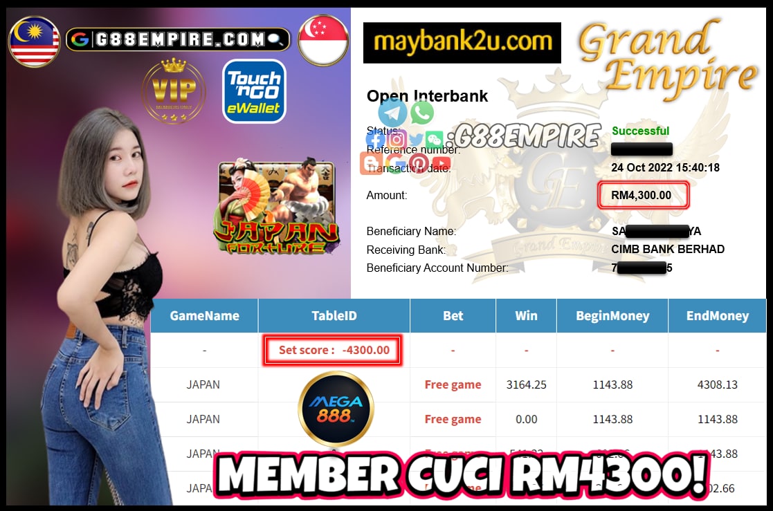 MEGA888 JAPAN CUCI RM4300!